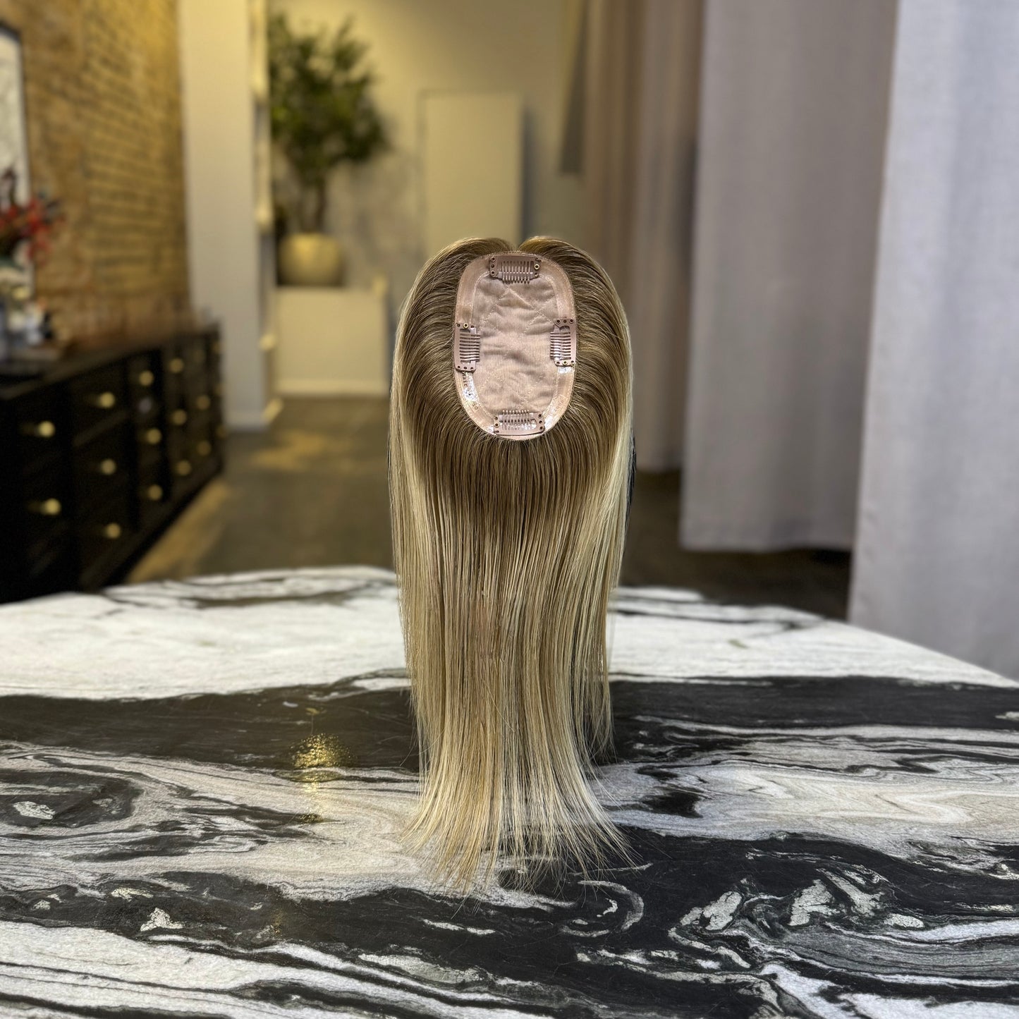 Binna 3x5 Topper - Ashy Root with Blonde Highlights & Lowlights