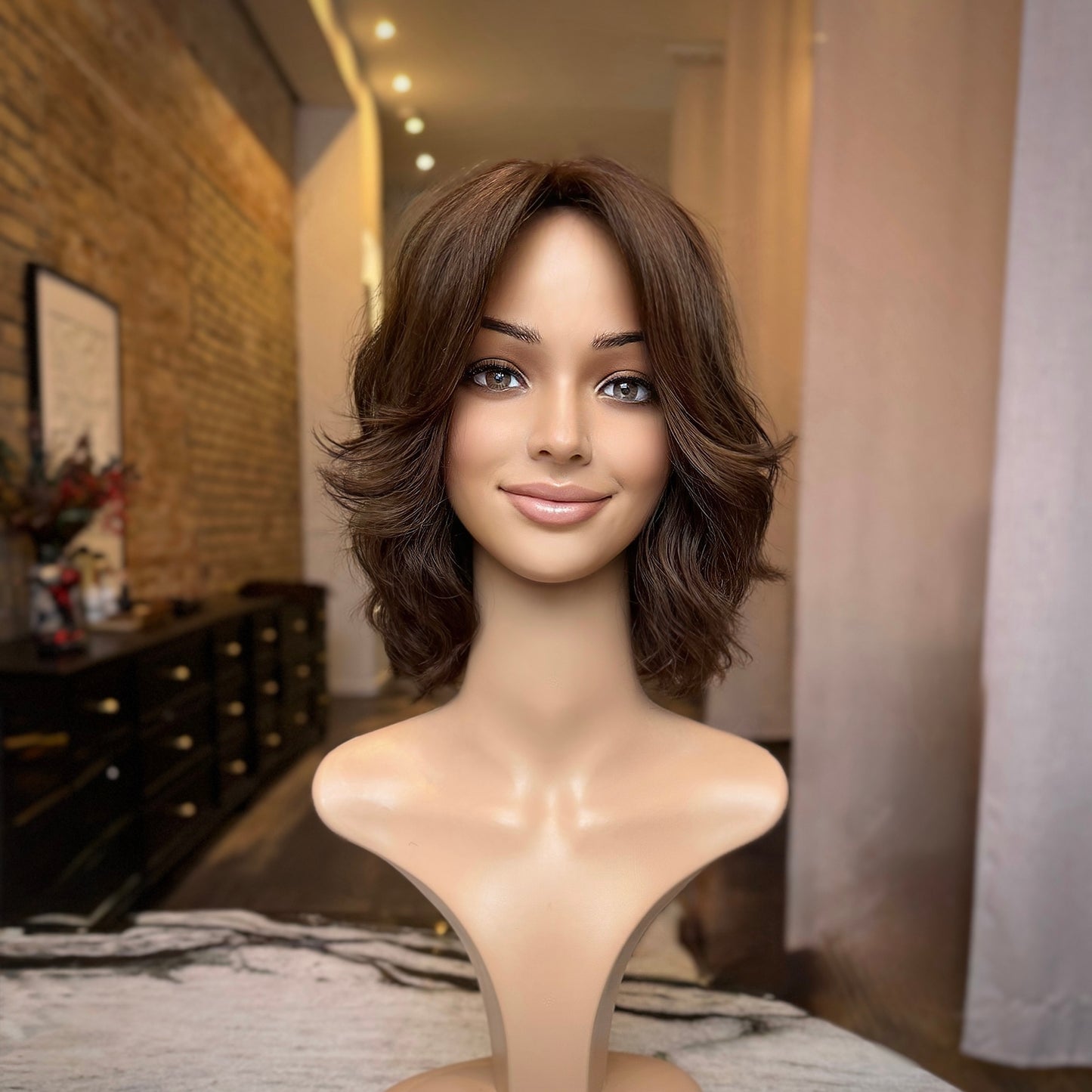 Brown Silk Top Wavy Topper