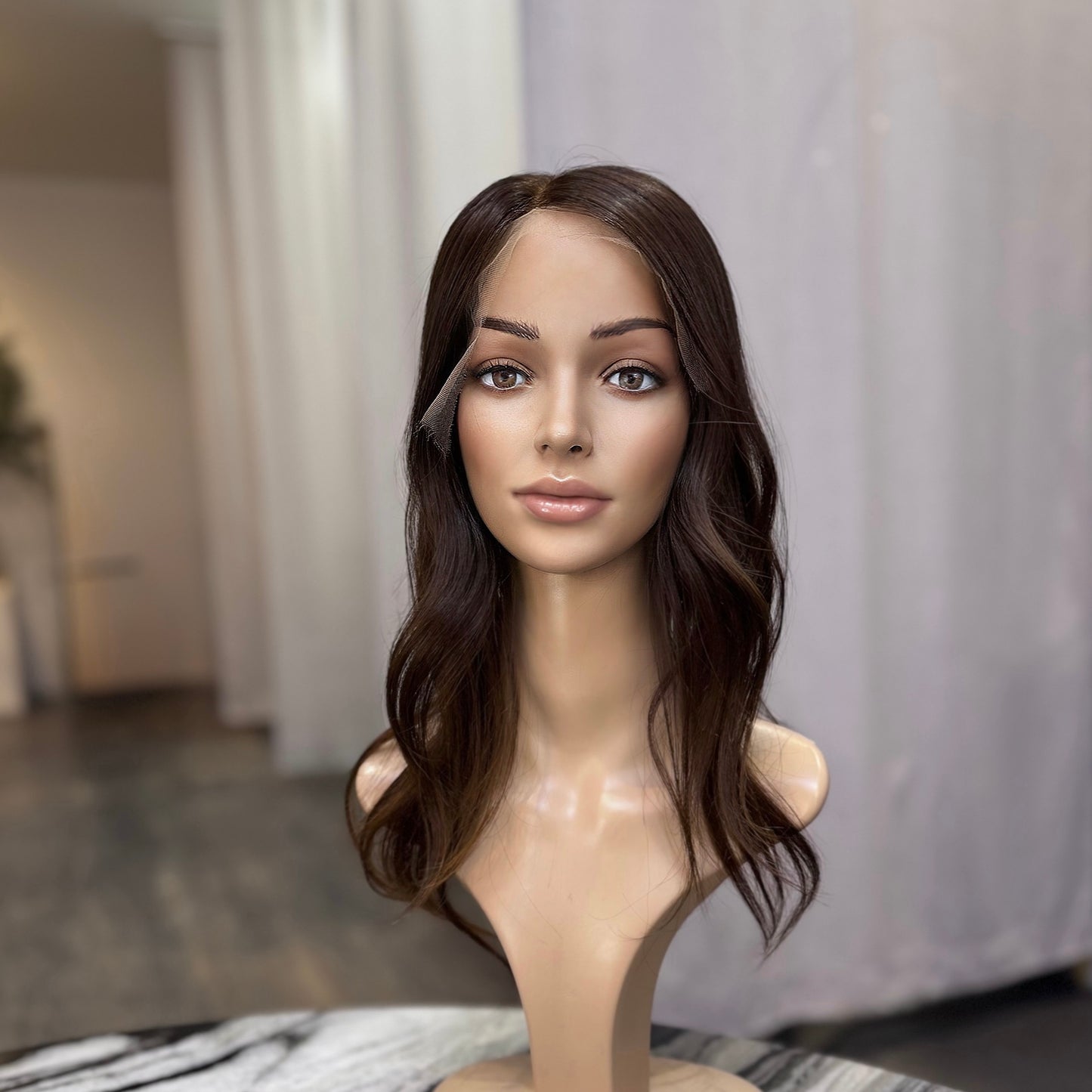 8x8 lace hair topper 18 inch chocolate brown ombre #1B/2B/3B 110% density clips front