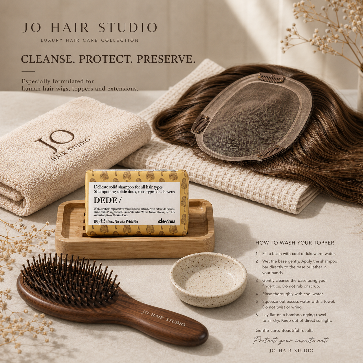 Davines DEDE Solid Shampoo Bar for Human Hair Wigs & Hair Toppers