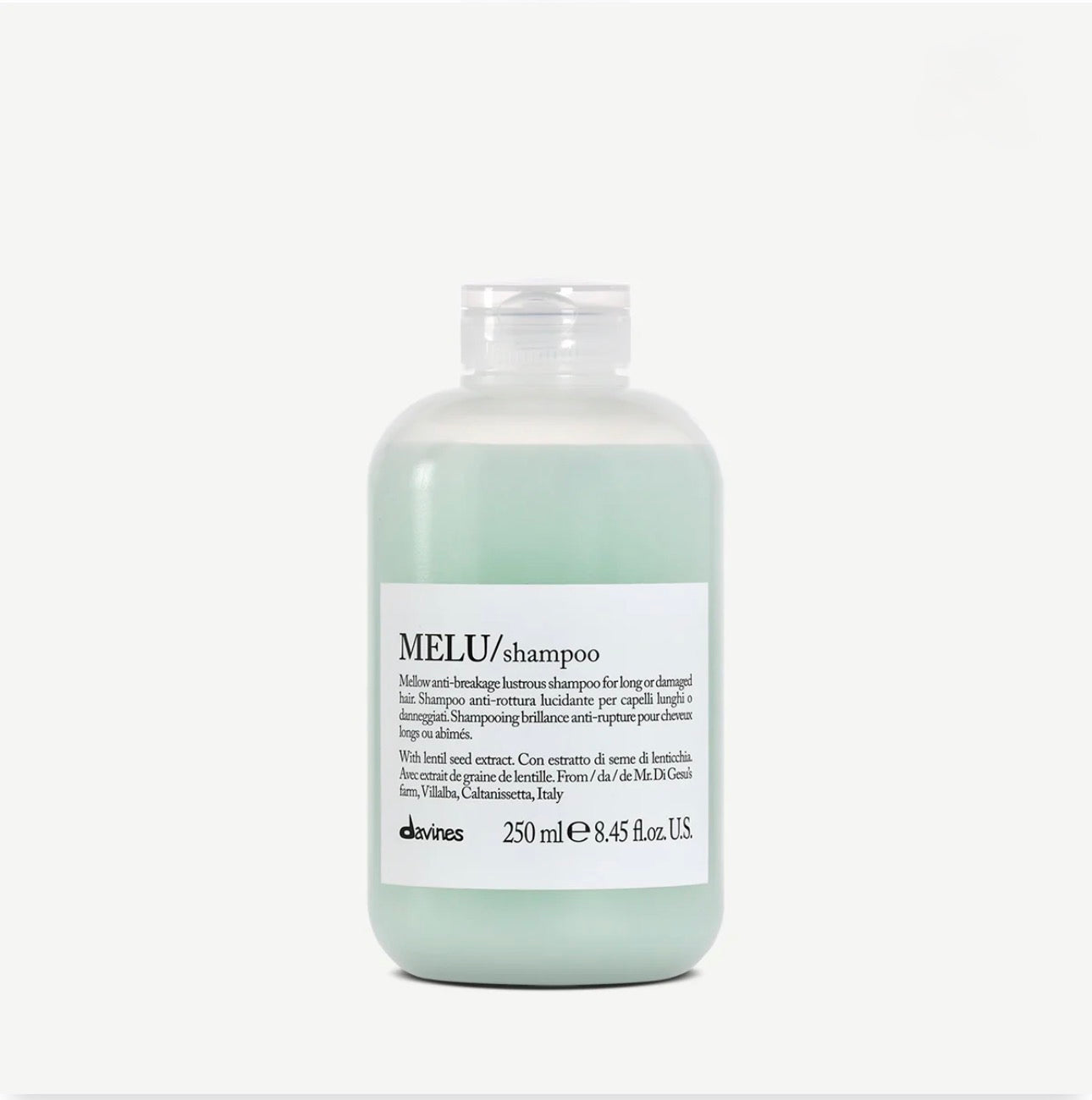 Melu shampoo 250ml white background Jo hair studio